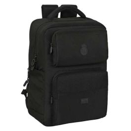 Safta Mochila Real Madrid Premium para portátil de 15,6'' con USB y 2 Bolsillos, Color Negro, 31x44x13cm