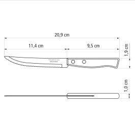 Tramontina Juego para Asado Tradicional 12 Piezas Acero Inoxidable Mangos Madera Oscura
