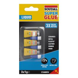 Super glue líquido 3 x 1 g Precio: 2.50000036. SKU: B1779JXSZH