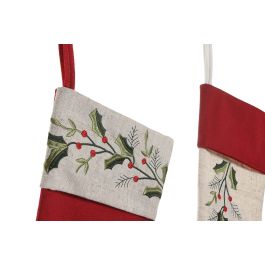 DKD Home Decor Calcetín Navidad Tradicional Poliéster Rojo Beige Verde 2x50x25 cm (6 Unidades) Decoración Navideña