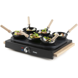 Domo DO8719W Set de wok para fiestas 2 en 1 - 6 personas - Wok y panqueques - 1000 W