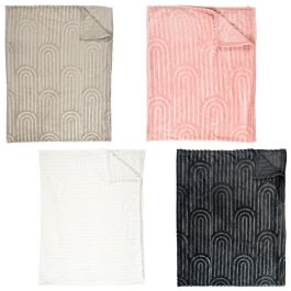 Home Deco Factory Manta Plaid Deco Arco 120x150 cm Relieve Lounge Rosa/Blanco/Beige/Negro