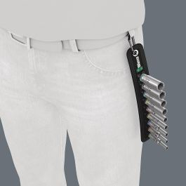 Wera 05004525001 Juego de Enchufes Belt A Deep 1 de 1/4" Métrico, 9 piezas: 5.5, 6, 7, 8, 10, 11, 12, 13 mm, 50 mm