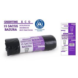 Greentime Sacos de Basura Ecologico Compostable, Pack de 15 Unidades, 70 x 75 cm, 50 Litros, Linea Greentime Eco (35 Unidades) Precio: 48.89000039. SKU: B1825XQVVK