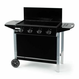Grill Garden Barbacoa Gas 4 Quemadores, Superficie 76x41 cm, Parrilla Plancha, Encendido Piezoeléctrico, Tapa y Funda Protectora, Ruedas