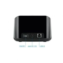 TooQ TQDS-802 Dock Station para 2 Discos Duros SATA 2.5 y 3.5 pulgadas, USB 3.0 (5 Gbit/s), Función Clonación OTB, Negro