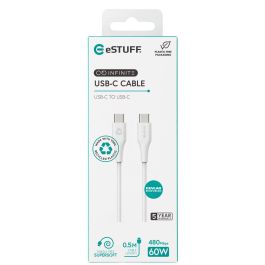 eSTUFF INFINITE Super Soft USB-C to USB-C Cable 0.5m - 100% Recycled PVC Free Plastic eSTUFF INFINITE Super Soft USB-C to USB-C Cable 0.5m - 100% Recycled PVC Free Plastic