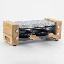 H.Koenig WOD2 Raclette y Stone Cook para 2 Personas, 350W con Placa de Granito, 2 Poelones Antiadherentes y Diseño de Madera