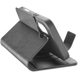 Cellularline Book Agenda 2 Estuche Folio Piel para iPhone 16 Negro con Cierre Magnético, Soporte y Bolsillos para Tarjetas