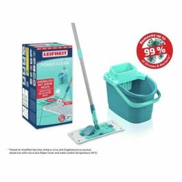 LEIFHEIT 55510 PowerClean M Juego de Fregona con Cubo y Escurridor Fácil de Usar Turquesa