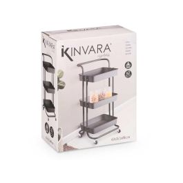 Kinvara Carro Organizador Plástico Negro 3 Pisos 42 x 35.5 x 86 cm