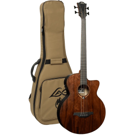 LAG Bajo Acústico Jumbo A/E Natural Satinado - Cuerpo de Brankowood y Eucalipto Ahumado, Electrónica Stage-LAG