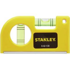 Stanley 0-42-130 Nivel de Bolsillo de 140mm Compacto para Mediciones Precisas, 2 Burbujas, Plástico Resistente Amarillo