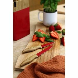 Menastyl 5041061 - Bloque de Cuchillos de 6 Piezas para Cocina - Hoja de Cerámica y Polipropileno - Magenta