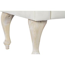 DKD Home Decor Chaiselongue Glam Poliester Rubberwood Desmontable Crema Natural Largo 55 x Alto 77 x Ancho 119 cm Asiento 43 cm