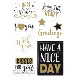 HERMA 15468 Geschenkesticker HOME Best Wishes Goldprägung, 14 stickers de papel multicolor en blíster