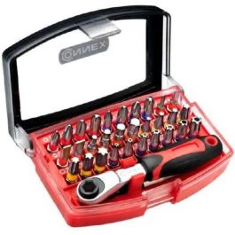 Connex Juego de Brocas Acero S2 Profesional y Mini Trinquete 1/4" 32 Piezas con Soporte Magnético y Caja Transparente Precio: 29.99000004. SKU: B1HVJSZH5J