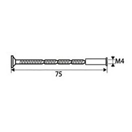 Tornillo pasante multicorte trn02 m4 x 75 mm níquel satinado