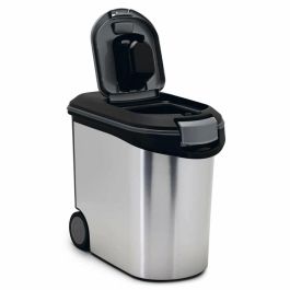 Curver Recipiente Comida Seca Mascotas 12 kg Hermético, Polipropileno de Alta Calidad, Diseño Metálico Blanco