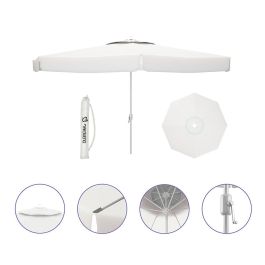 Sombrilla Marbueno Blanco Poliéster Aluminio Ø 300 cm Sombrilla Marbueno Blanco Poliéster Aluminio Ø 300 cm