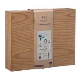 5Five Box de madera sommelier 9 piezas - Conjunto de vinos con abridor, termómetro, tapón y más