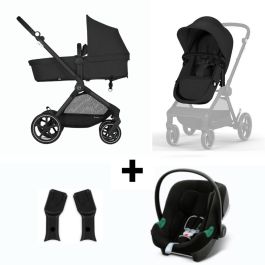 Cybex CYB4063846368044 Pack Cochecito EOS BLACK Moon Black Trio 2en1 + Silla de coche Aton B2 i-size + Capazo convertible
