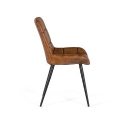 GINER Y COLOMER Silla de Comedor Tapizada en Piel Natural Marrón
