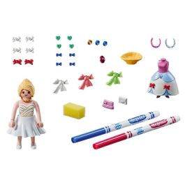 Playmobil Diseñadora Moda Set de Juego para Niños, Crea y Lava Diseños de Ropa Infinitamente con Lápices Crayola Incluidos, Fomenta la Creatividad y Habilidades Motoras Finas
