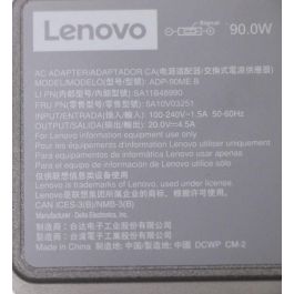 Lenovo AC adapter for Lenovo laptops, 90W power output, 100-240Vac input, 89% efficiency, slim tip connector. Lenovo AC adapter for Lenovo laptops, 90W power output, 100-240Vac input, 89% efficiency, slim tip connector.