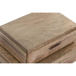 DKD Home Decor Cajas de Almacenaje de Mango Marrón Redondeadas 25x18x7 cm Set de 2 Colección Softedges