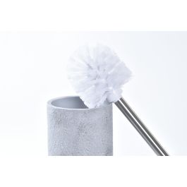 DKD Home Decor Escobillero Scandi Gris Plateado Cemento Inox 10x10x40 cm