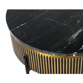 GINER Y COLOMER Mesa de Centro Madera de Mango con Tapa de Mármol Bronce y Negro 70x70x40 cm