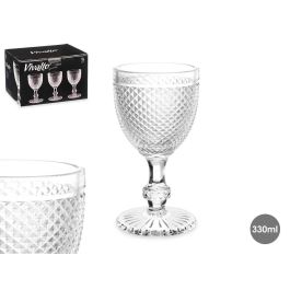 Copa Diamante Vino Transparente 330 ml Vivalto - Vidrio, 8.8x16.3x8.8 cm (36 Unidades)