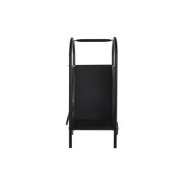 DKD Home Decor Leñera Loft Negro Acero y Plástico Set de 3 Piezas 36 x 81 x 42 cm