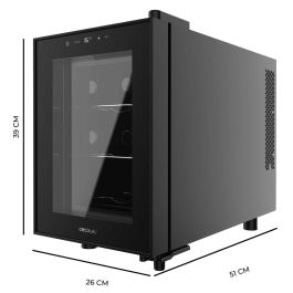 Cecotec Vinoteca GrandSommelier 600, 6 botellas, termoeléctrica, acero inoxidable, LED, negro