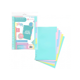 Carchivo Separadores A4 PP Extra Fuerte Colores Soft 6 Posiciones