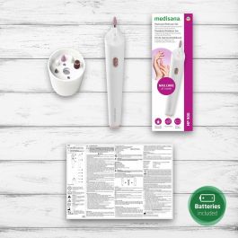 Medisana MP 900 Kit de Manicura y Pedicura Inalámbrico con 5 Accesorios e Iluminación LED de Precisión - Blanco