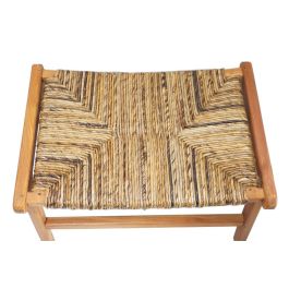 DKD Home Decor Descalzadora Alpino de Teca y Fibra Natural Marrón Claro – Banco Zapatero Asiento 65x47x40 cm, Altura Asiento 39 cm