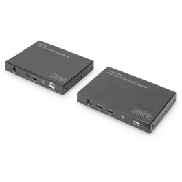 Digitus Extensor HDMI KVM 4K 70m, Kit Transmisor/Receptor, Cat6/7/8, Negro, Aluminio, USB, Versión 2.0