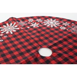 DKD Home Decor Base Árbol Navidad Poliester Rojo Blanco Tartán 121 x 121 x 1 cm (2 Unidades)