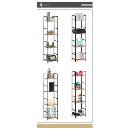 Confortime Estantería de 4 Niveles de Metal y Madera Negra (2 Unidades)