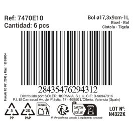 La Mediterranea Bol Black Clay 1000 ml, 17.3 x 9.4 x 17.5 cm (12 Unidades)