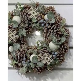 DKD Home Decor Árbol de Navidad Alpino Nevado Marrón Verde, 17x17x30 cm (Set de 2 Unidades)