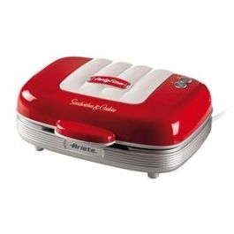 Ariete 1972/00 Sandwichera 3 en 1 para Sándwiches, Donuts y Cupcakes, Diseño Retro Rojo