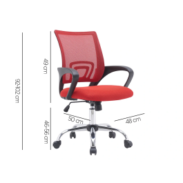 Q-connect Silla de Oficina KC04841 Siena Malla Base Metálica Alt Max 1000 Anc 560 Prof 570 Ruedas Premium Color Negro Rojo