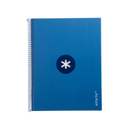 Antartik Cuaderno espiral micro A4 tapa dura forrada 80h 90 gr cuadro 5mm azul oscuro