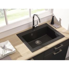 STRADOUR Fregadero de cocina empotrado 1 recipiente sin escurridor Hexo - Resina - 66 x 50 cm - Negro STRADOUR Fregadero de cocina empotrado 1 recipiente sin escurridor Hexo - Resina - 66 x 50 cm - Negro