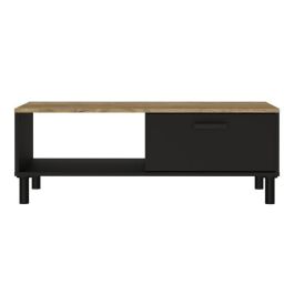 Mesa de centro OXFORD decoración en negro y roble - Estilo industrial - L 100 x P 55 x H 40 cm