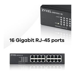 Zyxel GS1100-16 EU0103F Switch No Administrado Gigabit Ethernet 16 Puertos Montaje Rack Fuente Alimentación Incluida