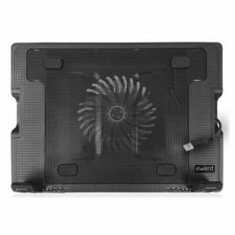 Ewent Soporte Base Refrigeración para Ordenador Portátil hasta 17", Ventilador Silencioso 125mm, 5 Ángulos Ajustables, 2 Puertos USB
